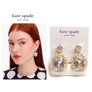 NWT Kate Spade ♠️ VICTORIA 12-K Gold Plated Brass Glass Pearls/CZ Drop Earrings
